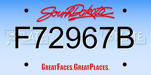 F72967B South Dakota License Plate