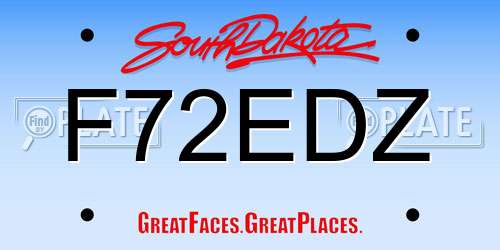 F72EDZ South Dakota License Plate