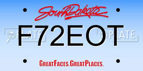 F72EOT South Dakota License Plate