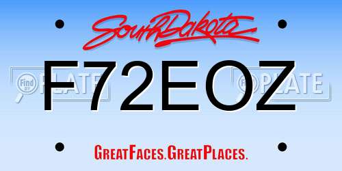 F72EOZ South Dakota License Plate