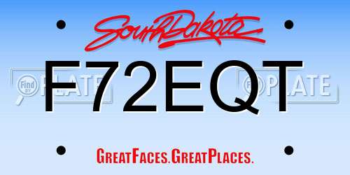 F72EQT South Dakota License Plate