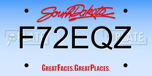 F72EQZ South Dakota License Plate