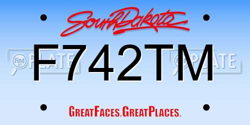 F742TM South Dakota License Plate