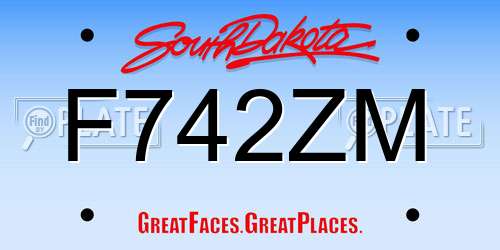 F742ZM South Dakota License Plate