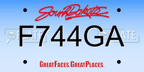 F744GA South Dakota License Plate