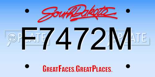 F7472M South Dakota License Plate
