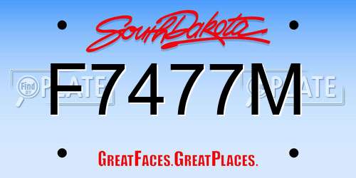 F7477M South Dakota License Plate