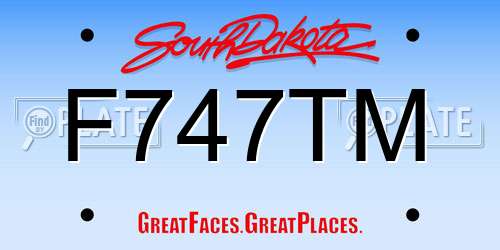 F747TM South Dakota License Plate