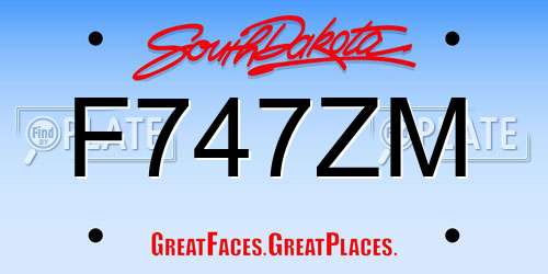 F747ZM South Dakota License Plate
