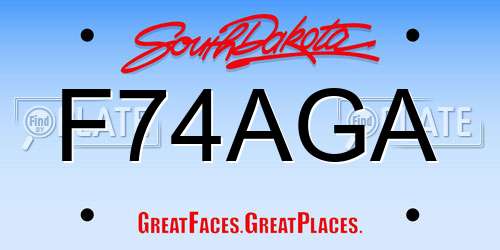 F74AGA South Dakota License Plate