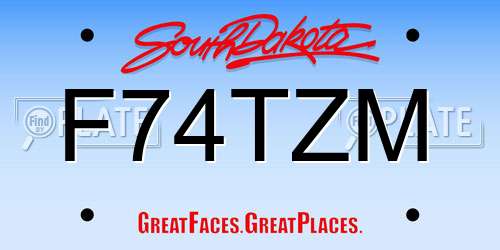 F74TZM South Dakota License Plate