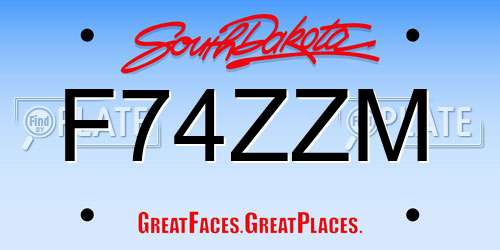 F74ZZM South Dakota License Plate