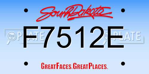 F7512E South Dakota License Plate