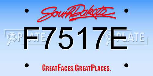 F7517E South Dakota License Plate