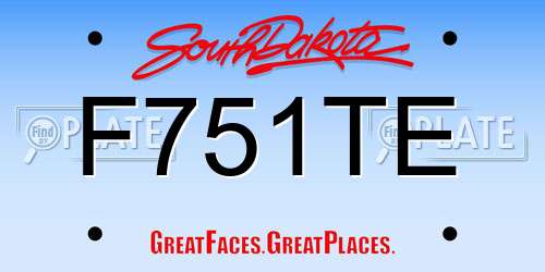 F751TE South Dakota License Plate