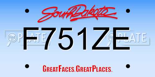 F751ZE South Dakota License Plate