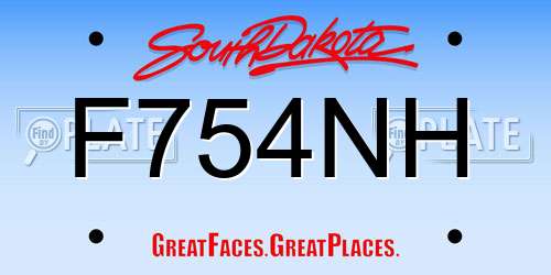 F754NH South Dakota License Plate