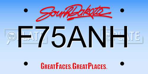 F75ANH South Dakota License Plate