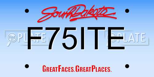F75ITE South Dakota License Plate
