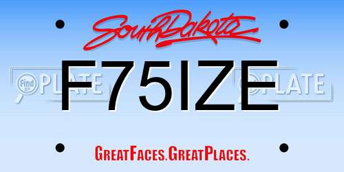 F75IZE South Dakota License Plate