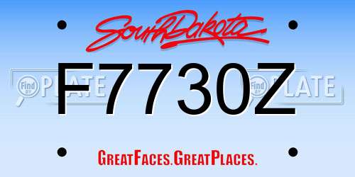 F7730Z South Dakota License Plate