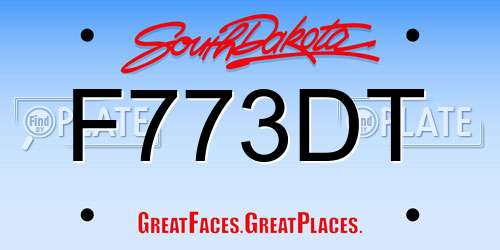 F773DT South Dakota License Plate