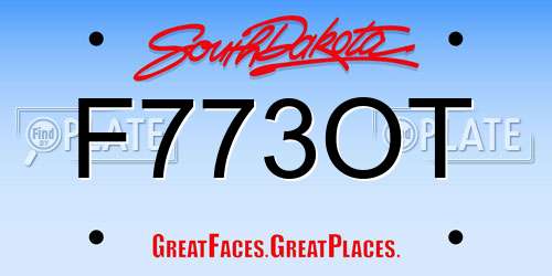 F773OT South Dakota License Plate