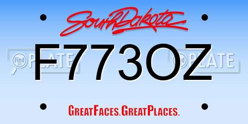 F773OZ South Dakota License Plate