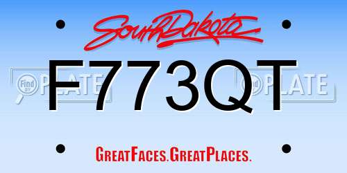 F773QT South Dakota License Plate