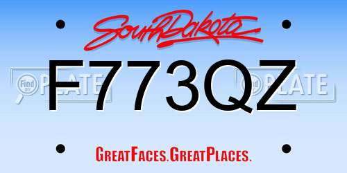 F773QZ South Dakota License Plate