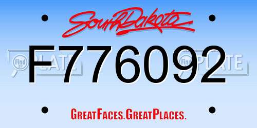 F776092 South Dakota License Plate