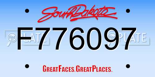 F776097 South Dakota License Plate
