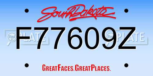 F77609Z South Dakota License Plate