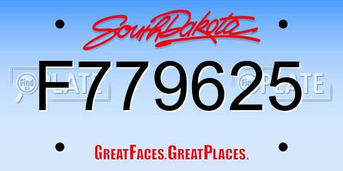 F779625 South Dakota License Plate