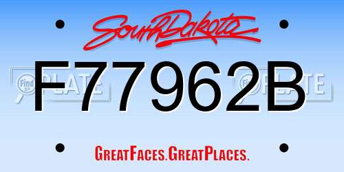 F77962B South Dakota License Plate