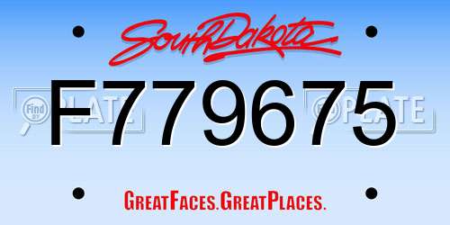 F779675 South Dakota License Plate