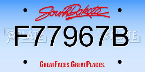 F77967B South Dakota License Plate