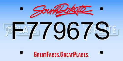 F77967S South Dakota License Plate