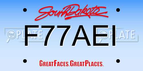 F77AEI South Dakota License Plate