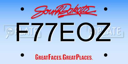 F77EOZ South Dakota License Plate