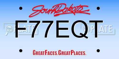 F77EQT South Dakota License Plate