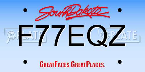 F77EQZ South Dakota License Plate