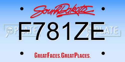 F781ZE South Dakota License Plate