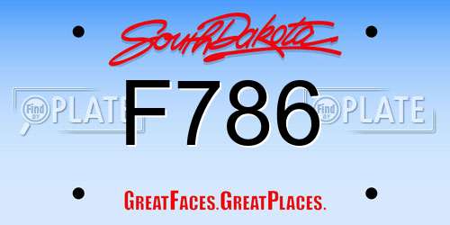F786 South Dakota License Plate