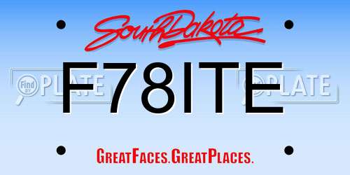 F78ITE South Dakota License Plate