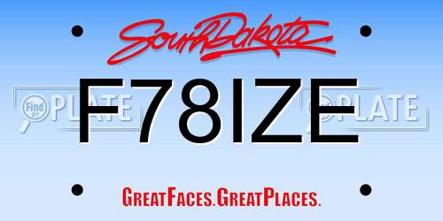 F78IZE South Dakota License Plate