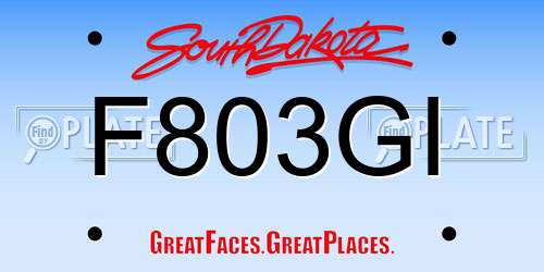 F803GI South Dakota License Plate