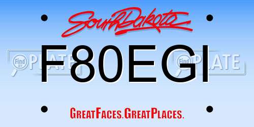F80EGI South Dakota License Plate