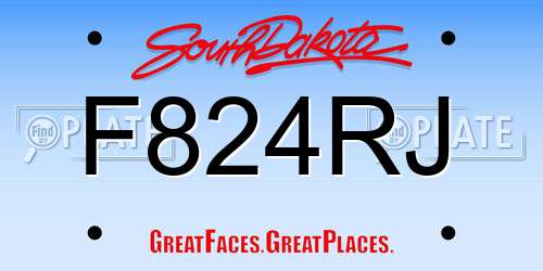F824RJ South Dakota License Plate