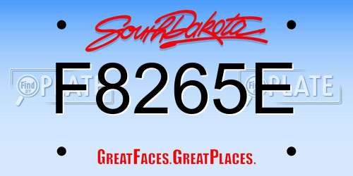 F8265E South Dakota License Plate